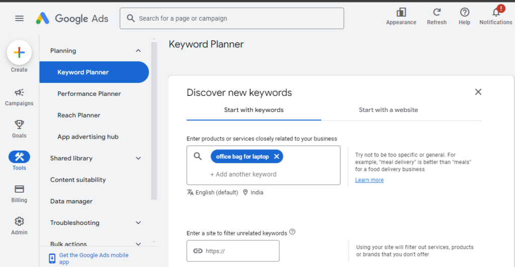 Google Keyword Planner